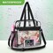 Clear Bag Stadium Approved 12x6x12 Clear Tote Bag with Removable Strap Clear Lunch Bag for Work Sports Festival (Black)